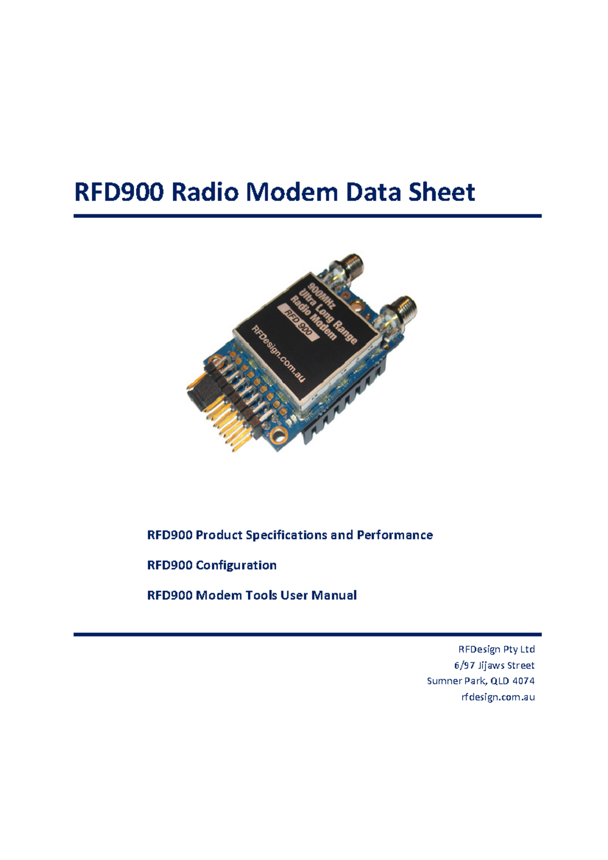 RFD900 Data Sheet - Datos - RFD900 Radio Modem Data Sheet RFD900 ...