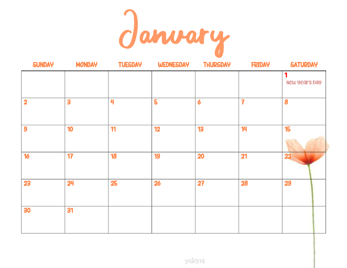 Sample Calendar for Year 2022 - SUNDAY MONDAY TUESDAY WEDNESDAY ...