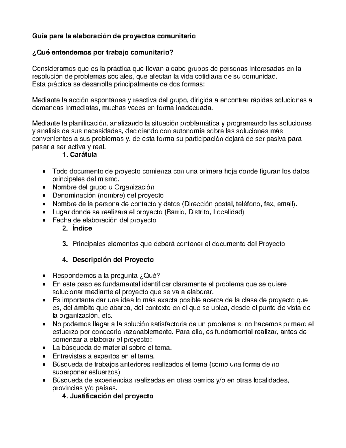 Guía proyectos comunitarios n - Guía para la elaboración de proyectos ...