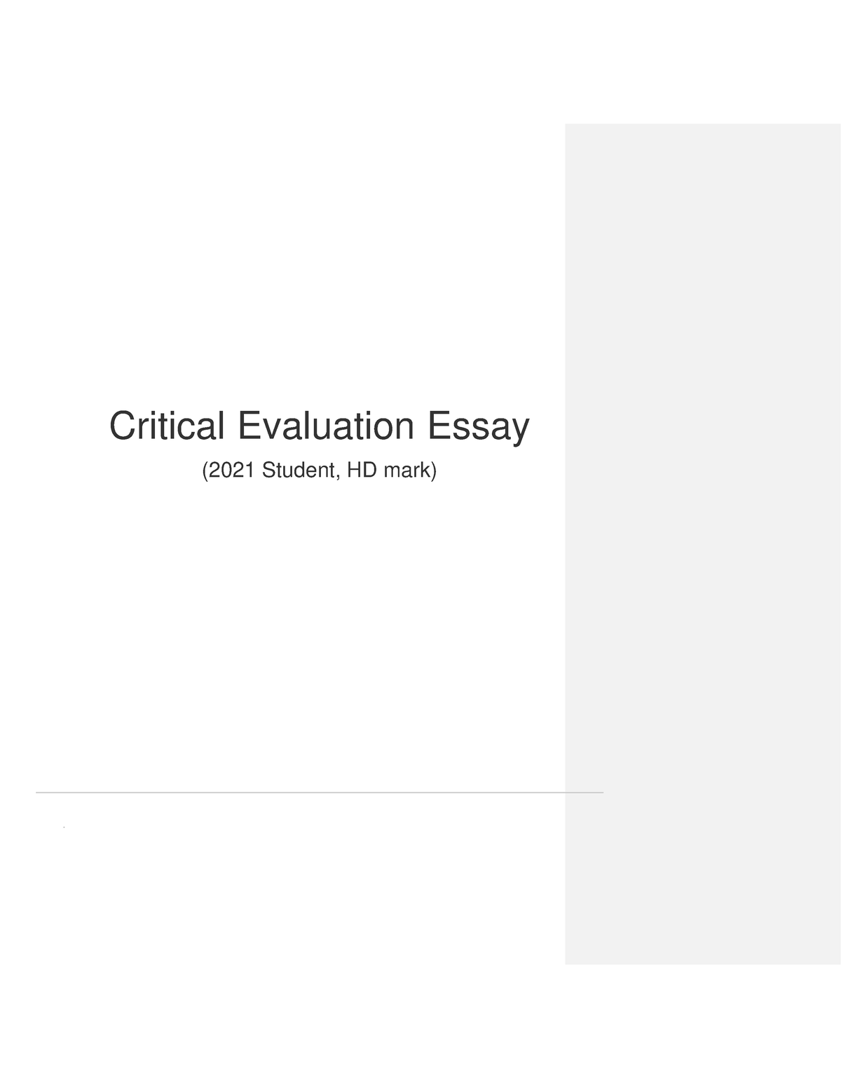 sample critical evaluation essay