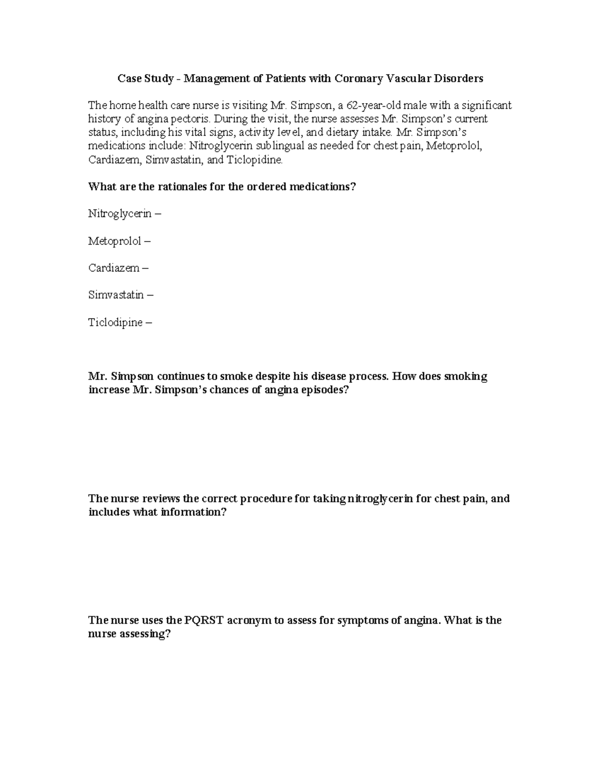 Case+Study+-+Angina - ... - Case Study - Management of Patients with ...
