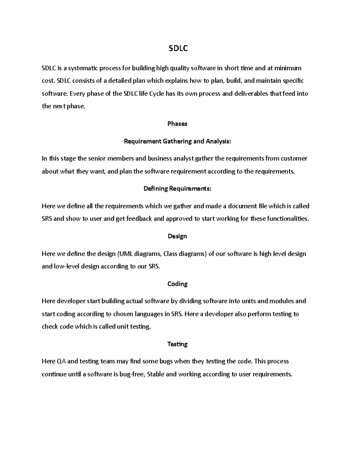 SDLC Models for Bachelors - SDLC SDLC is a systematic process for ...