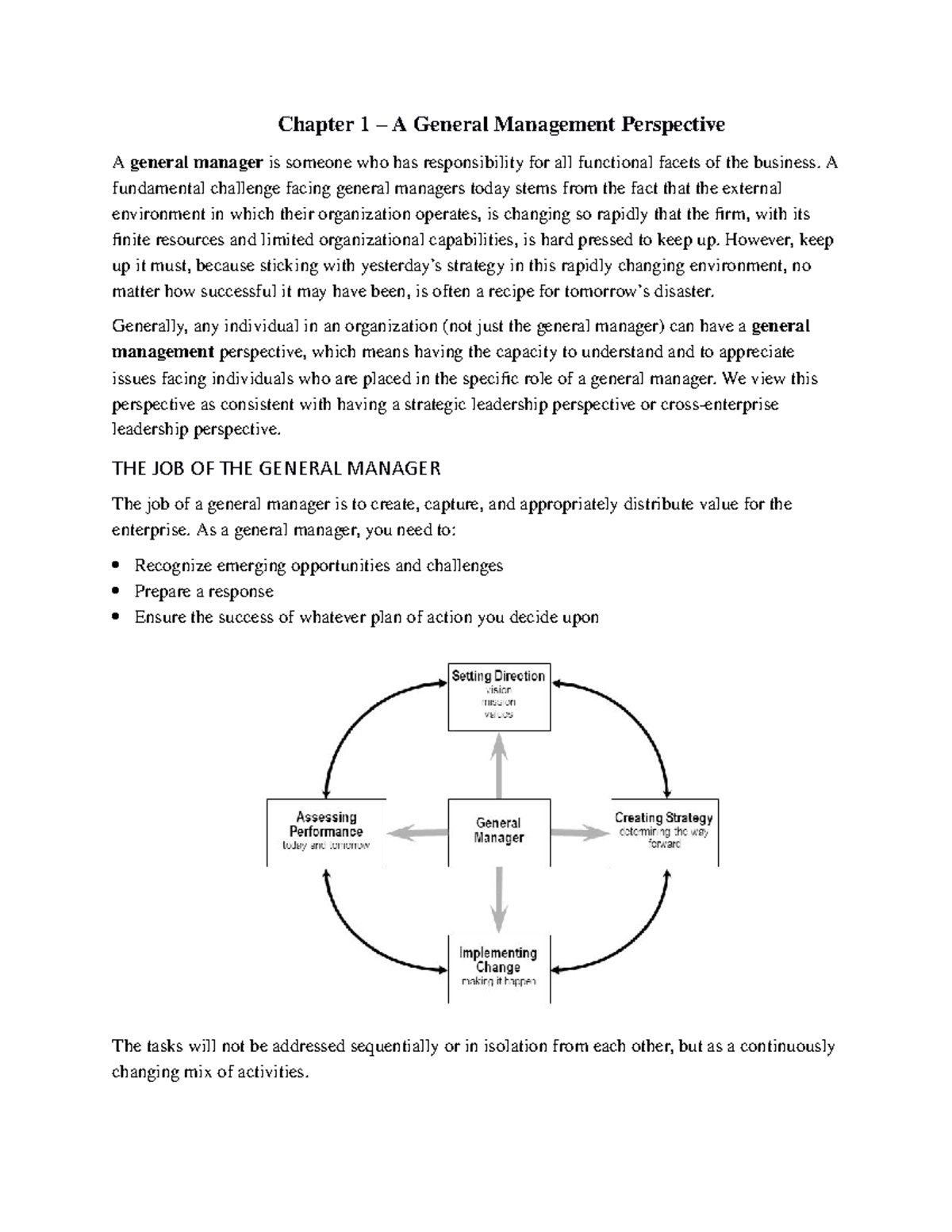 Chapter 1 Notes Chapter 1 A General Management Perspective A 