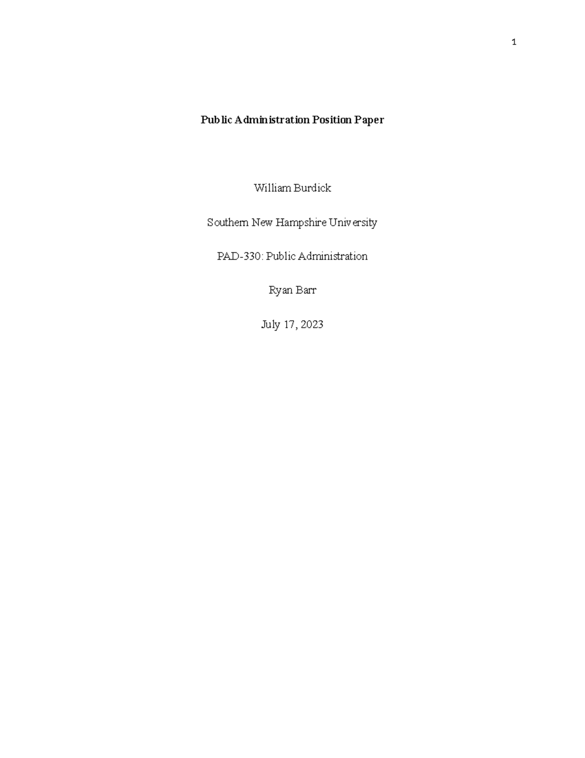 Public Administration Position Paper - Public Administration Position ...