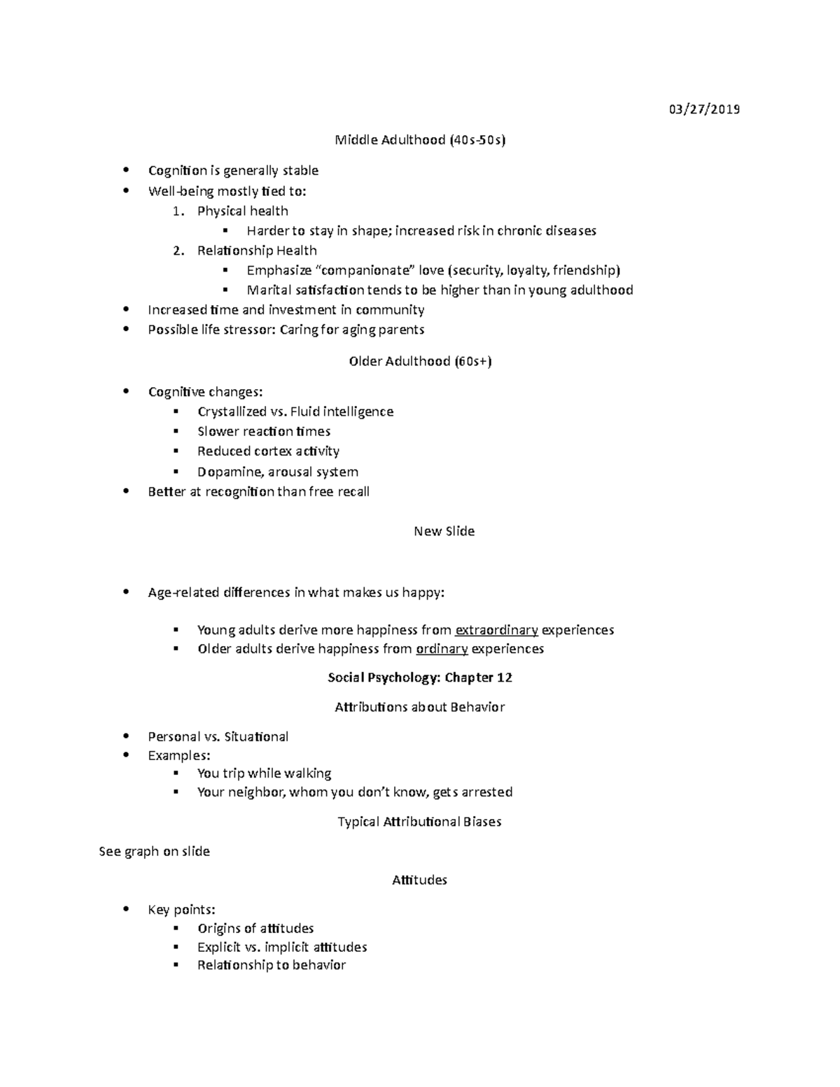 Psyc 100 Exam 3 notes - exam review - 03/27/ Middle Adulthood (40s-50s ...