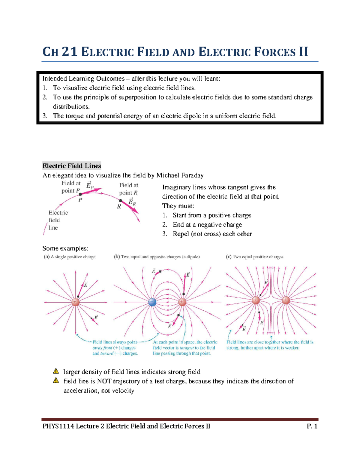 Lecture 02-ch21-2 - ELECTRIC FIELD AND ELECTRIC FORCES II - CH 21 ...