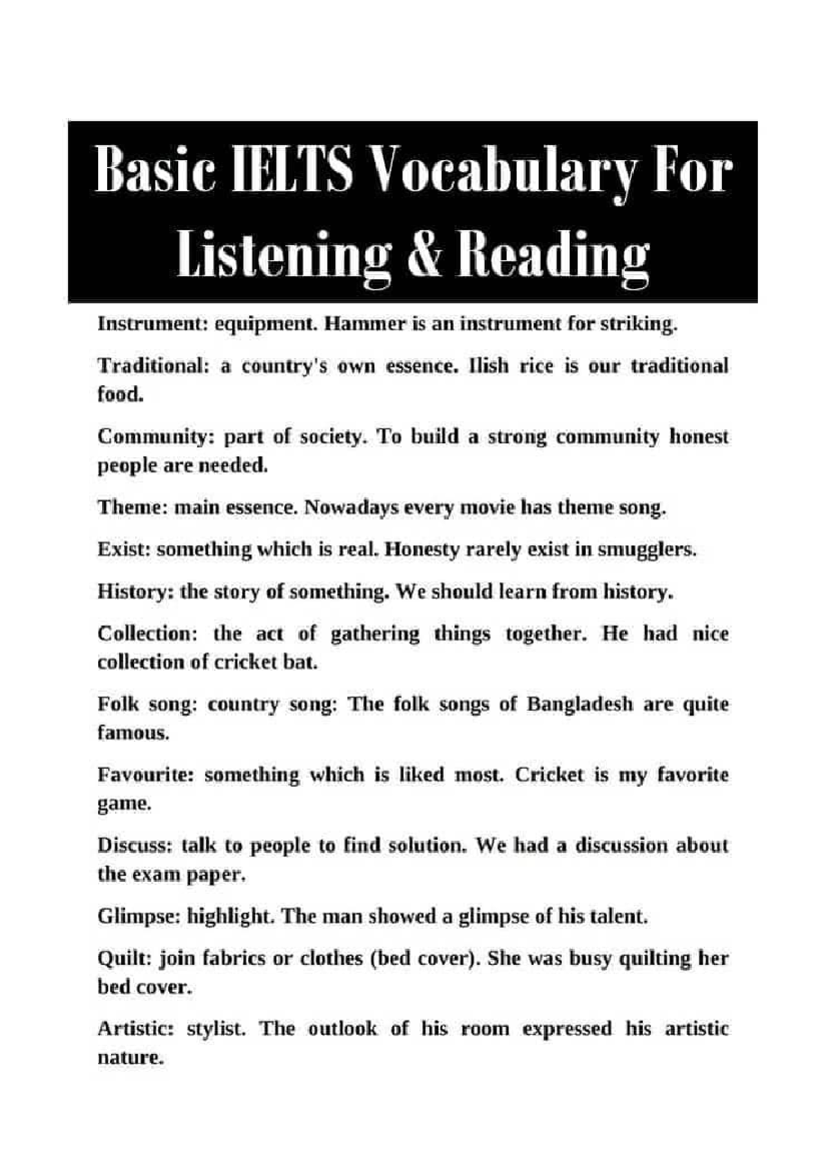 Ielts Vocabulary For Listening Reading - English A: Language and ...