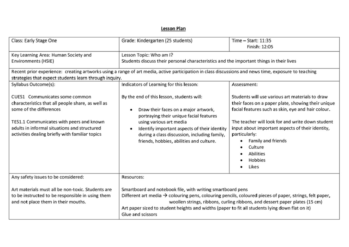 Hsie stage 1 who am i EDUF1018 Studocu