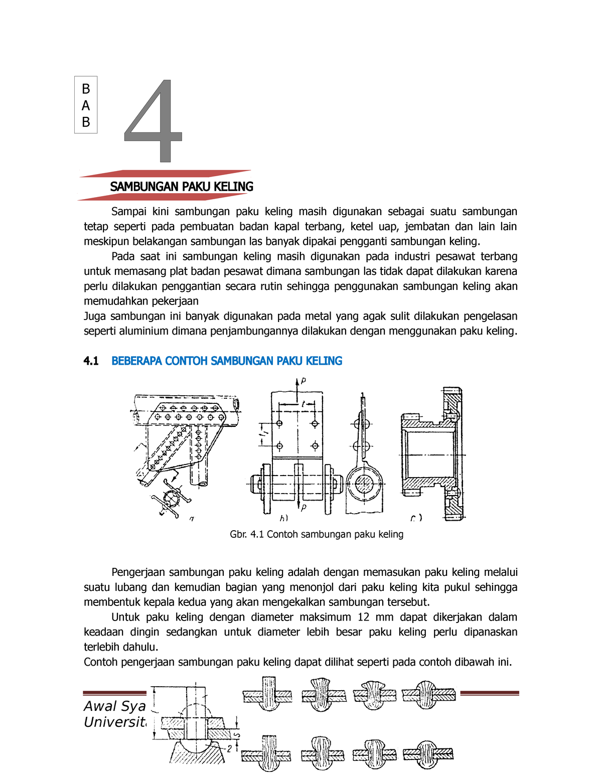 Bab 4 Sambungan Paku Keling - B A B SAMBUNGAN PAKU KELING Sampai Kini ...