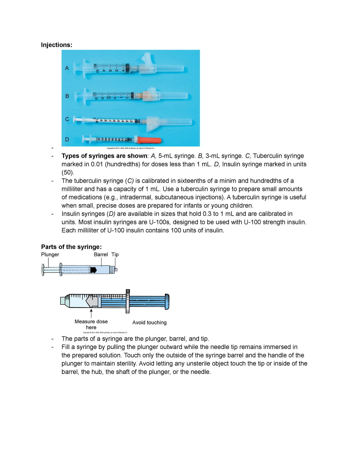 Injections P - Kristen Needler - Injections: - Types of syringes are ...