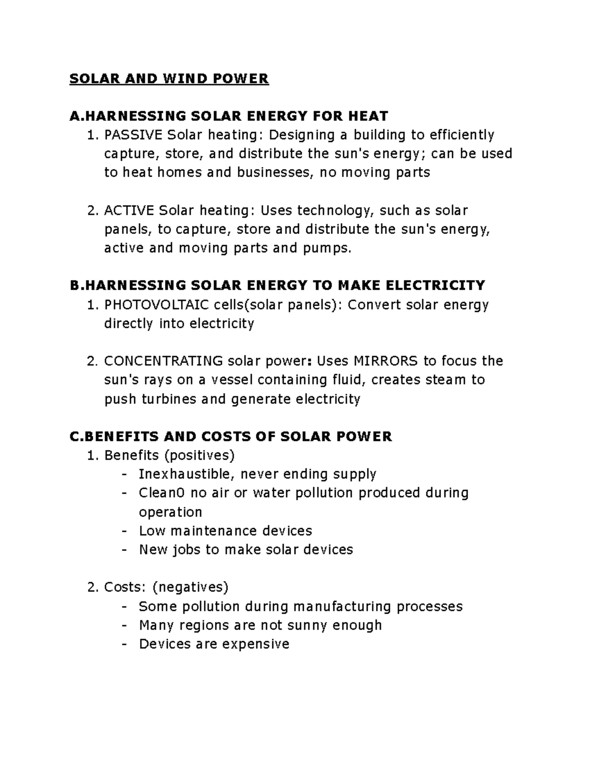 Solar AND WIND Power SOLAR AND WIND POWER A SOLAR ENERGY FOR HEAT