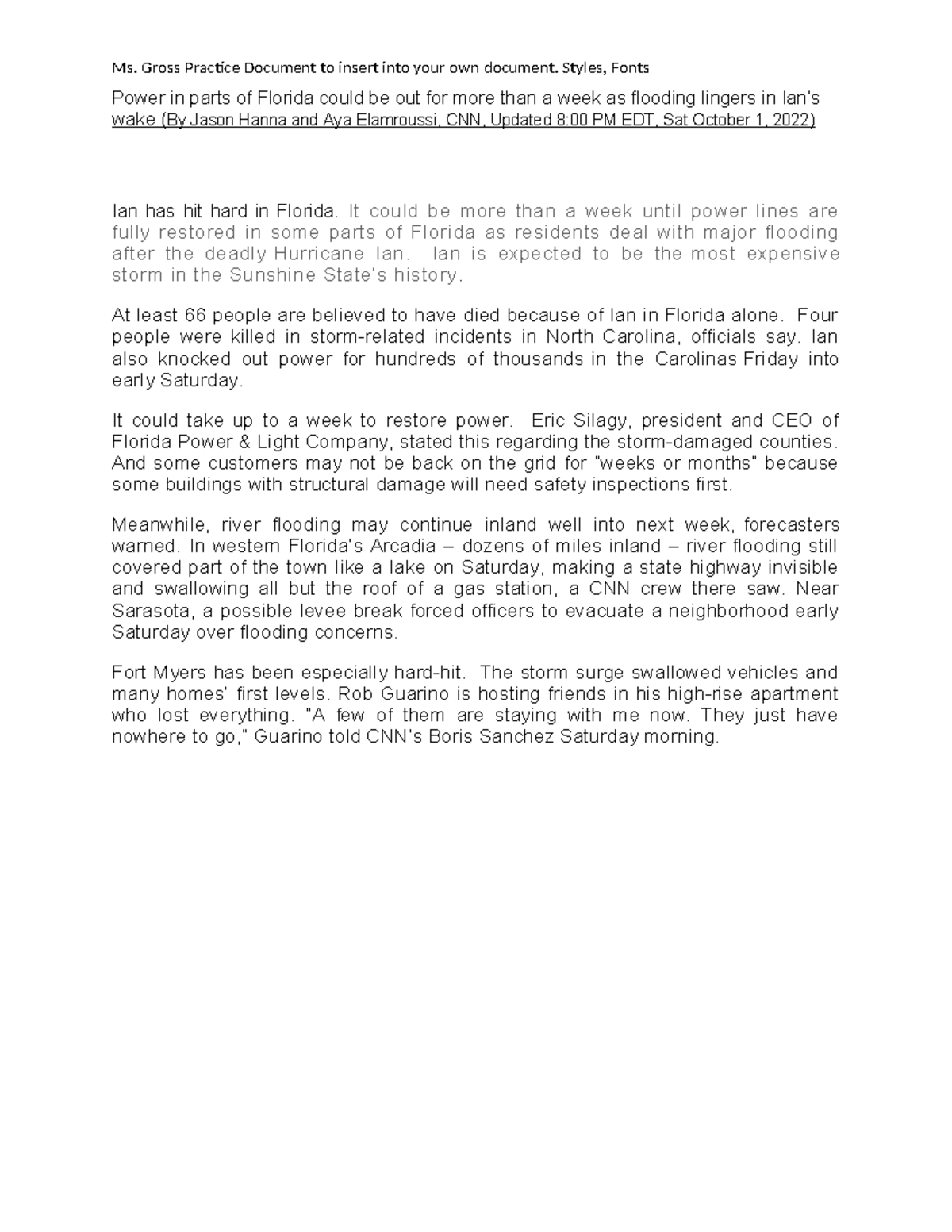 Practice document 9 28-23 Styles - Ms. Gross Practice Document to ...