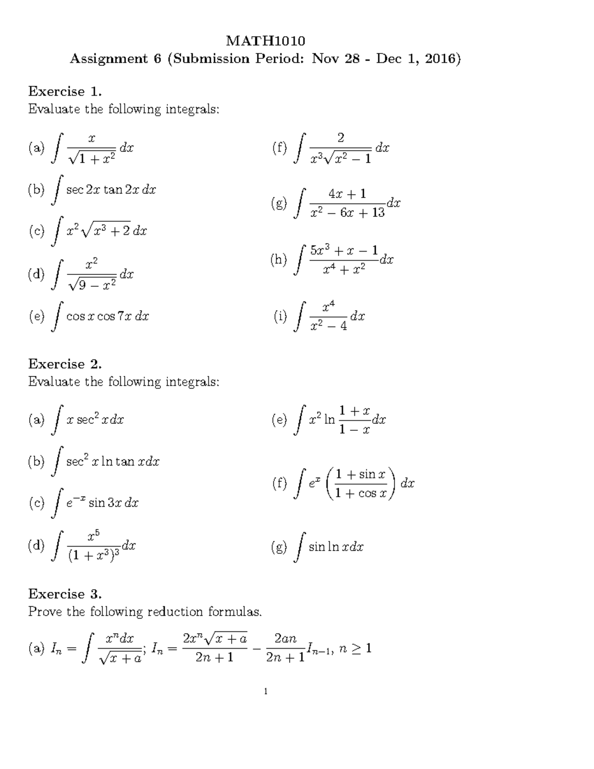Assignment 6 - MATH Assignment 6 (Submission Period: Nov 28 - Dec 1 ...