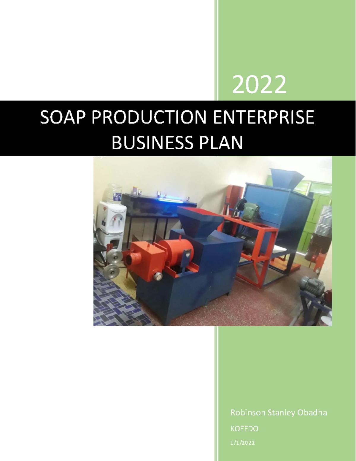 Koeedo Soap business plan 2022 Robinson Stanley Obadha KOEEDO 1/1