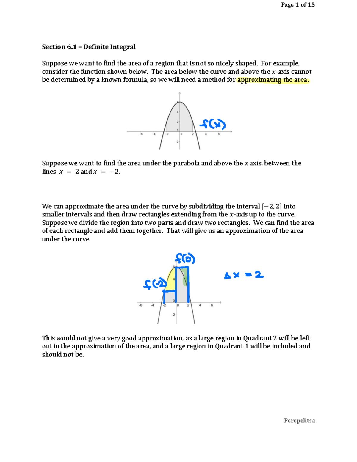 1431S61 notes - Section 6 – Definite Integral Suppose we want to find ...