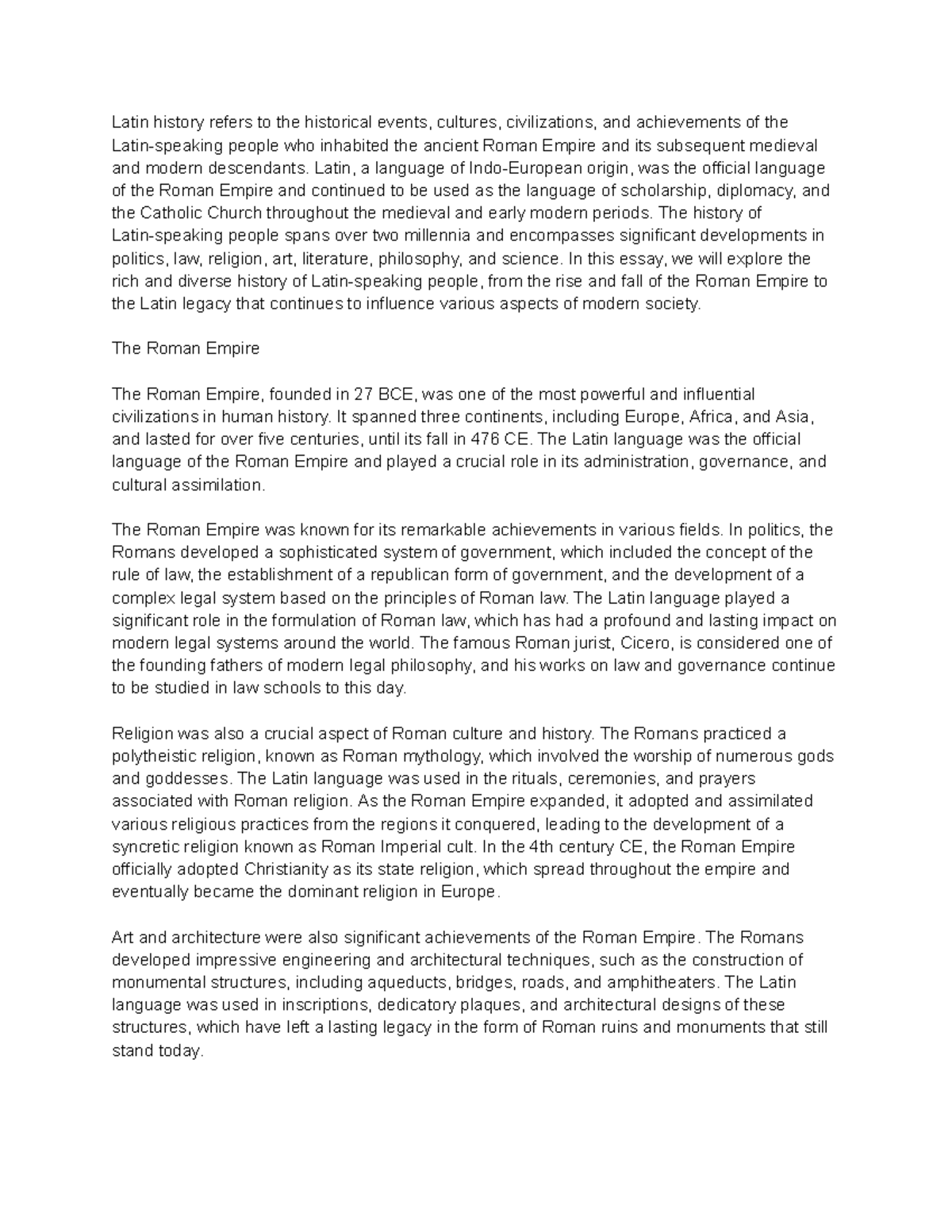 Hist135 dan leathers Latin history refers to the historical events