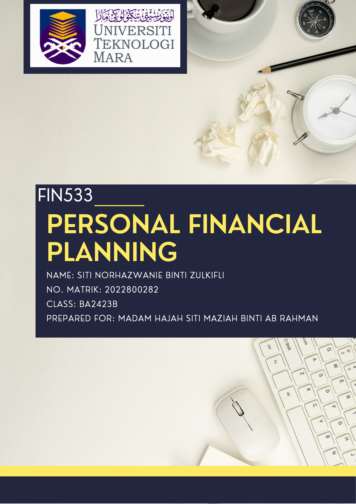 fin 533 personal financial planning assignment