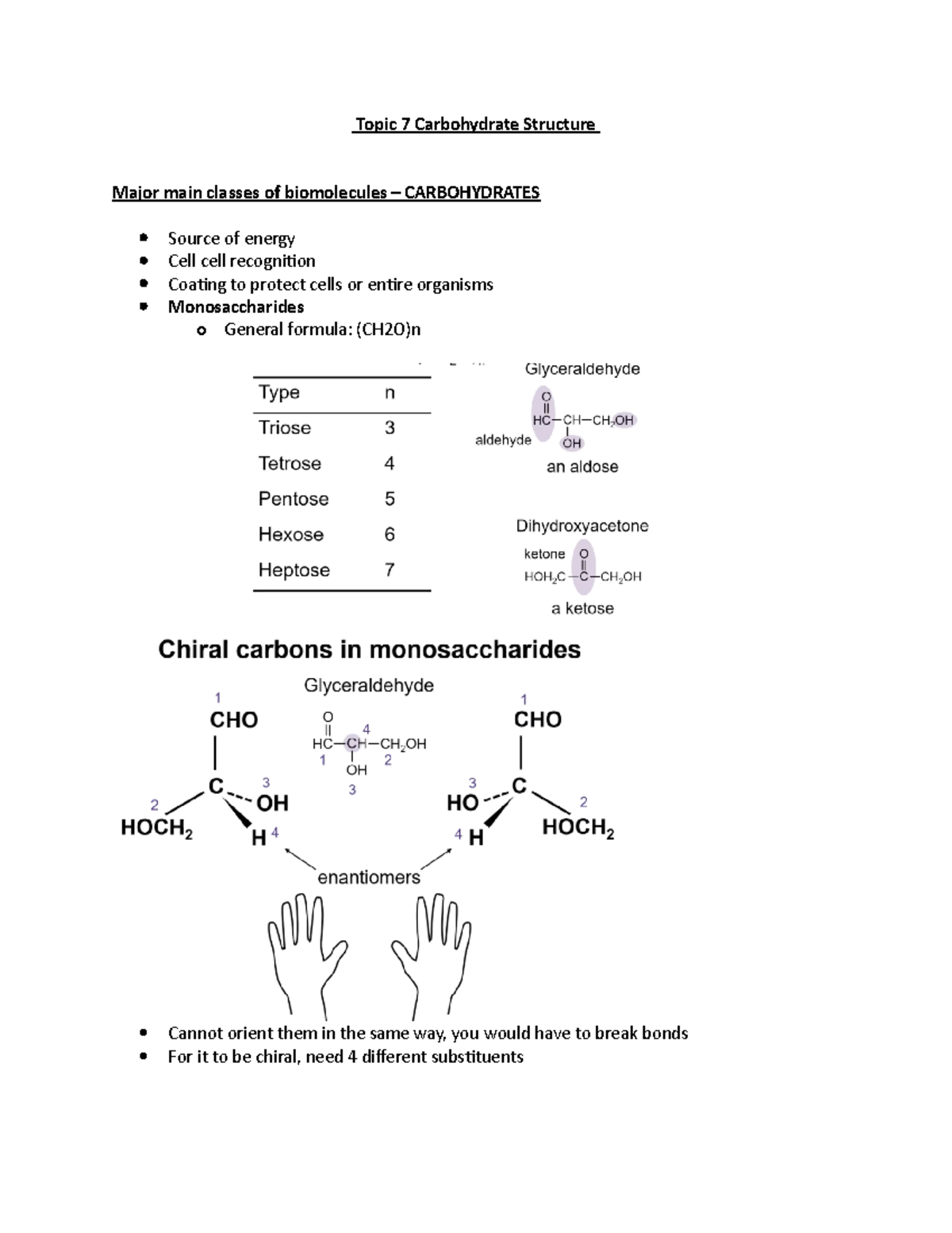 Topic 7 Carbohydrate Structure Topic 7 Carbohydrate Structure Major