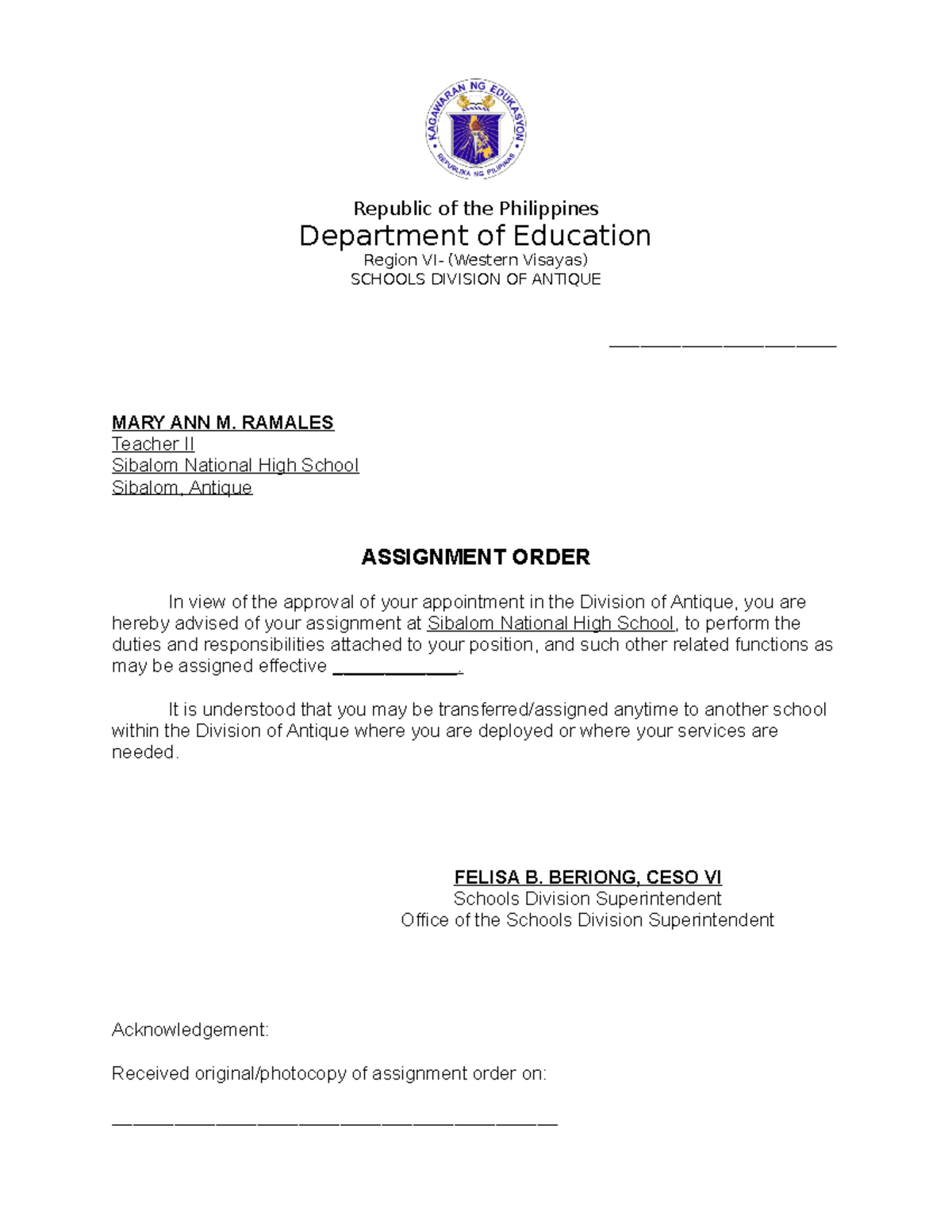 Assignment-Order-1 - aasad asasd - Republic of the Philippines ...