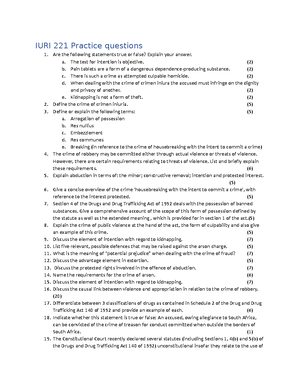 IURI 376 SU 14 Activity - IURI 376 SU 14- Study Unit 14 Questions ...