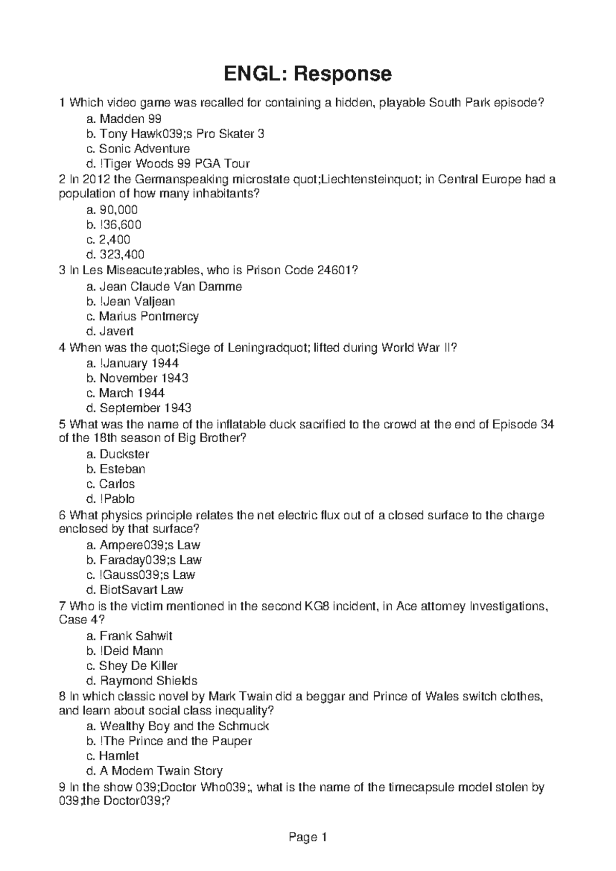 ENGL211 Paper 9 - ENGL: Response 1 Which video game was recalled for ...