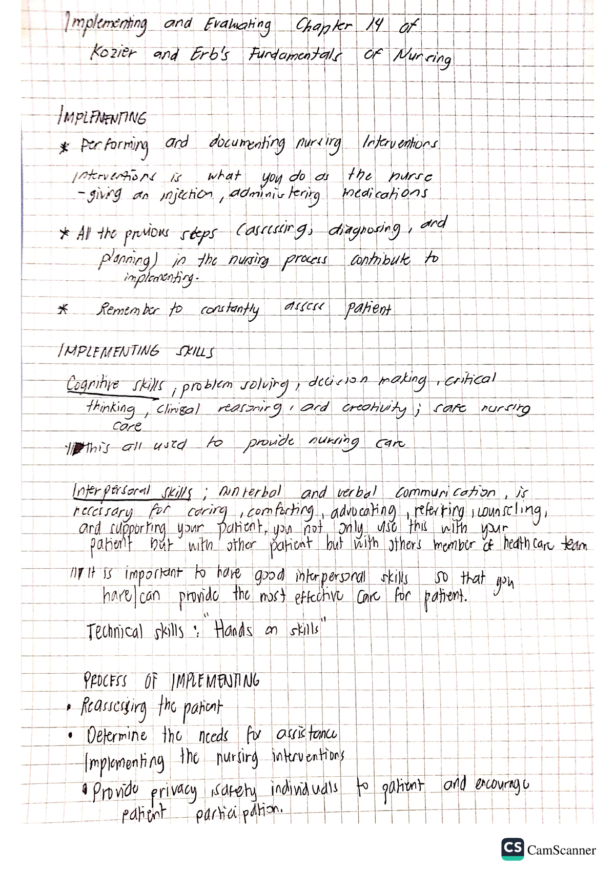 Implementing Evaluating Chapter 14 of Kozier and Erbs Fundamentals of ...