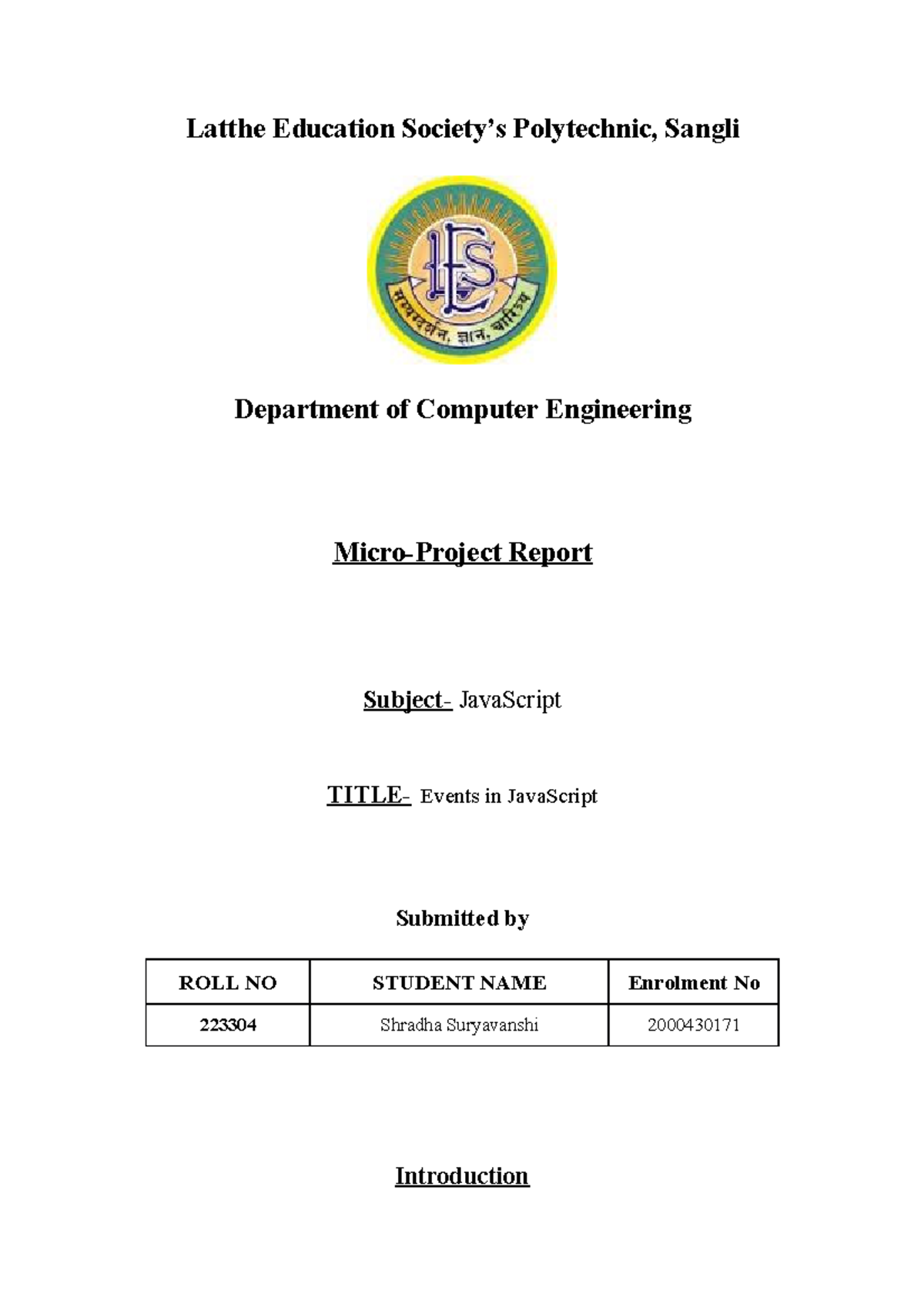 Css proposal 2 - Tyjgknfjcch - Latthe Education Society’s Polytechnic ...