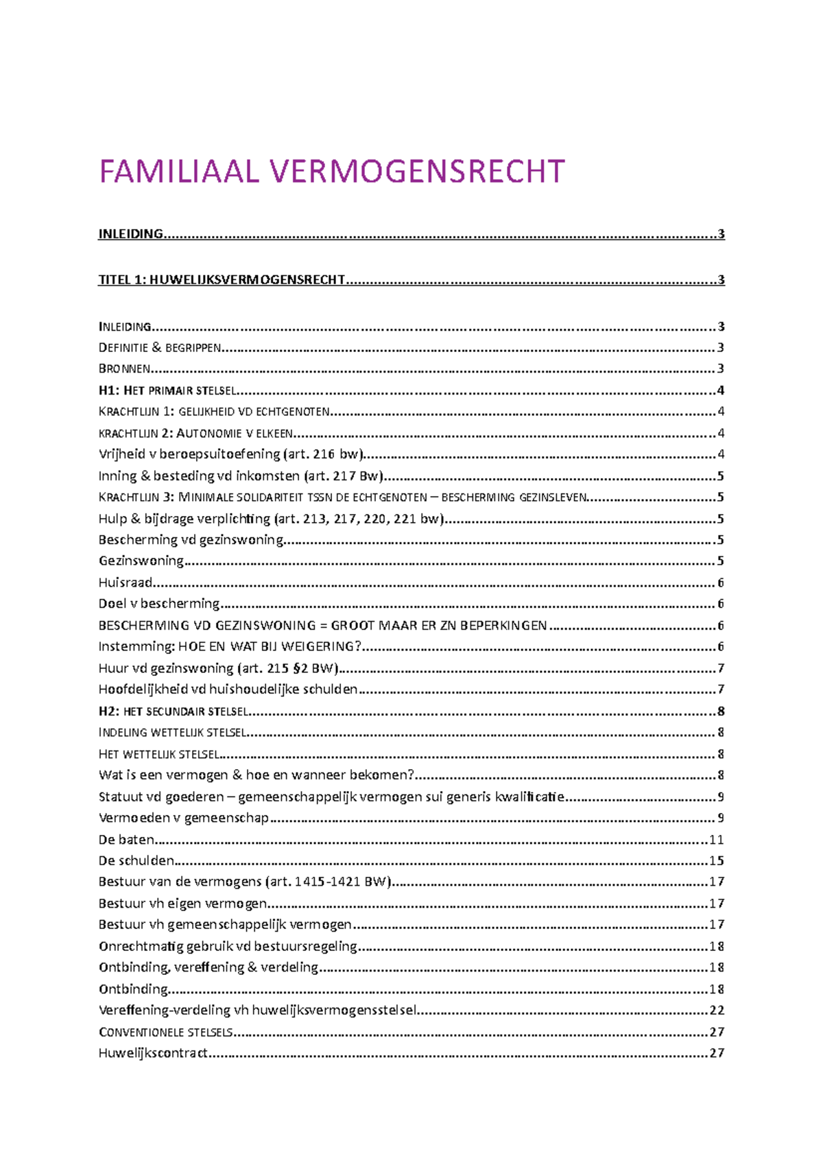 Familiaal Vermogensrecht 2 - FAMILIAAL VERMOGENSRECHT - Studocu