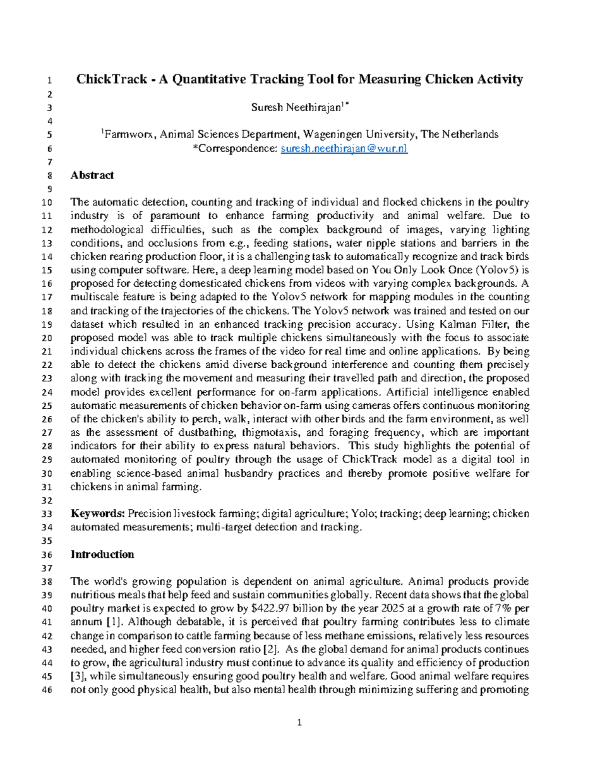 Chick Track Paper for Biorxiv - 1 ChickTrack - A Quantitative Tracking ...