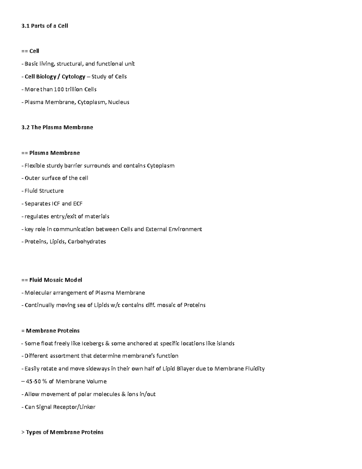 Chapter 3 - Not yet full - 3 Parts of a Cell == Cell Basic living ...