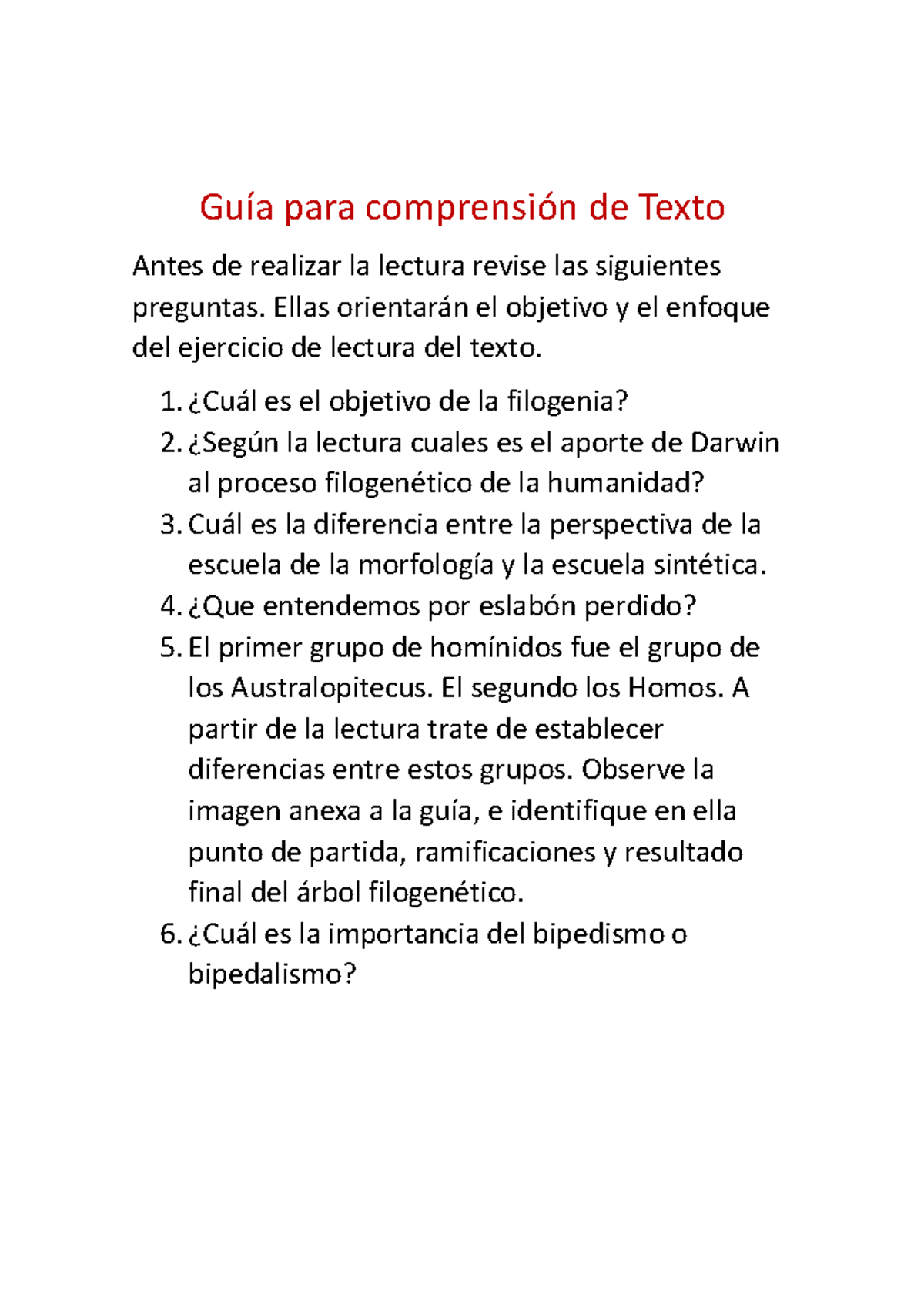 Guía para comprensión de Texto - Guía para comprensión de Texto Antes ...