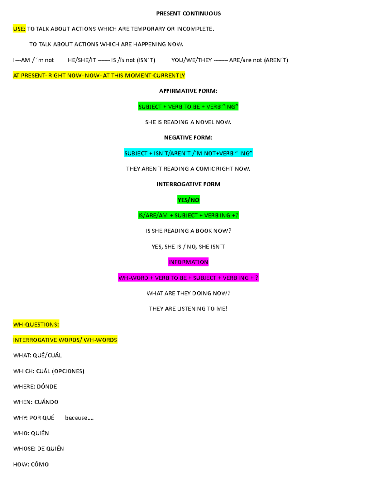 Present- Continuous 10 - PRESENT CONTINUOUS USE: TO TALK ABOUT ACTIONS ...
