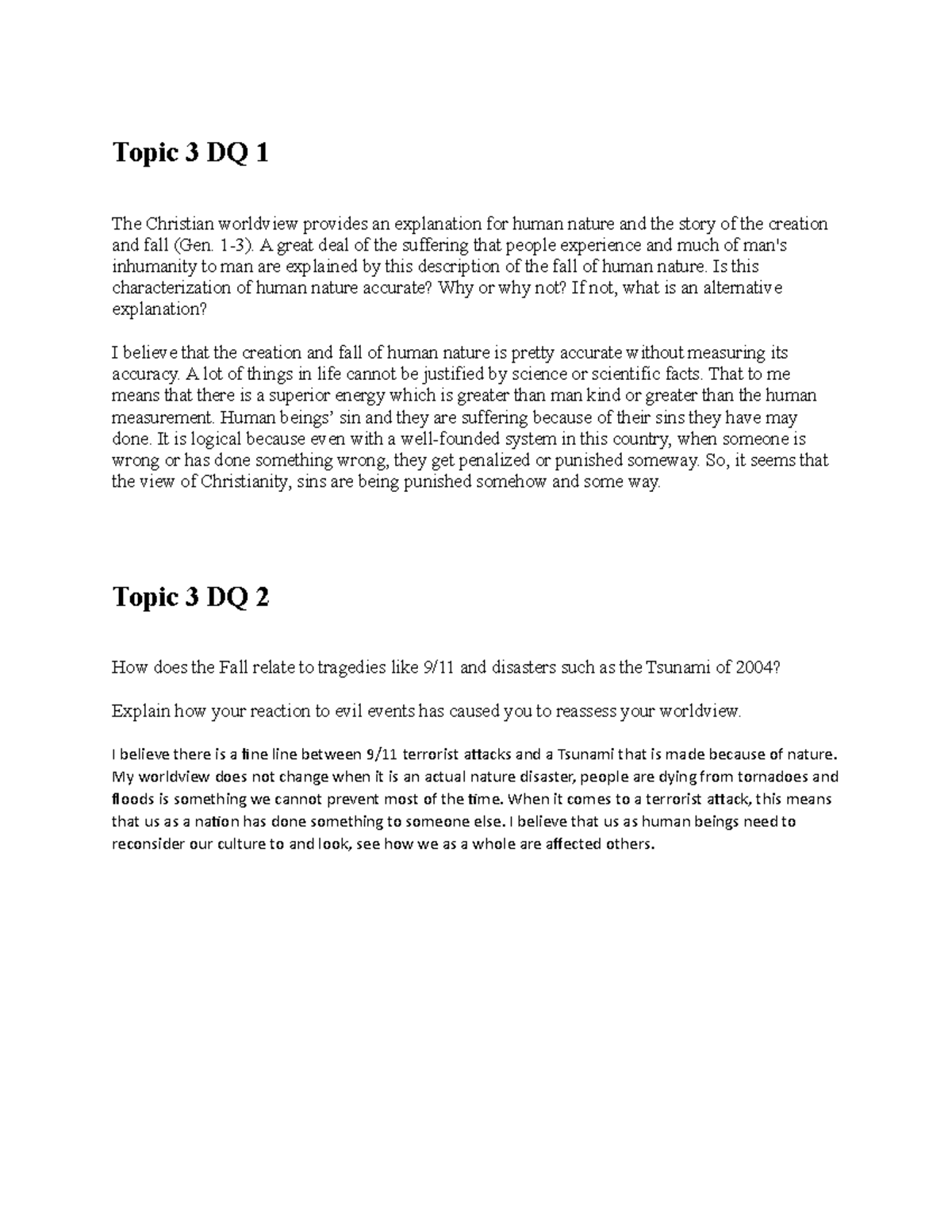 Topic 3 Dq 1 2 Topic 3 Dq 1 The Christian Worldview Provides An