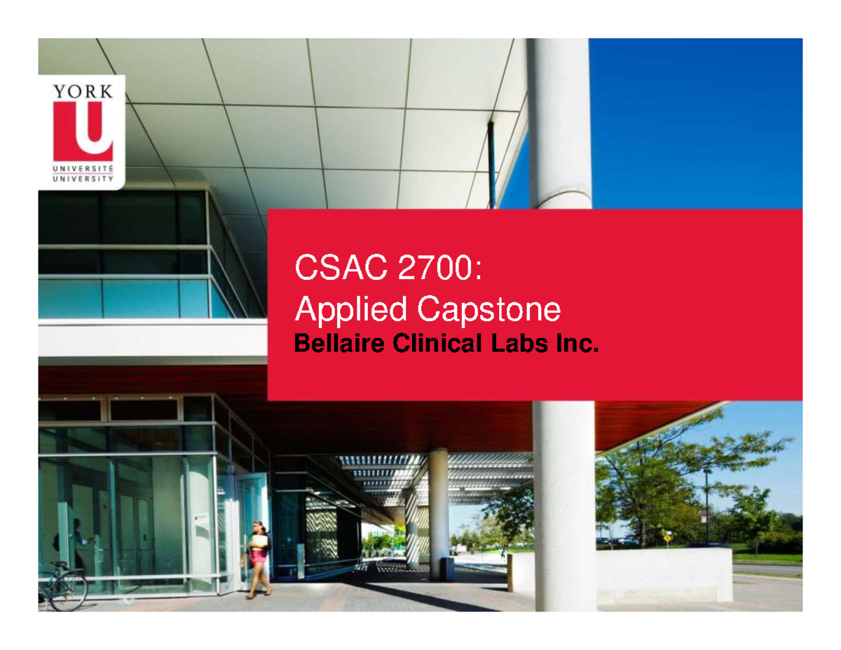 Bellaire Clinical LABS, INC CSAC 2700 Applied Capstone Bellaire