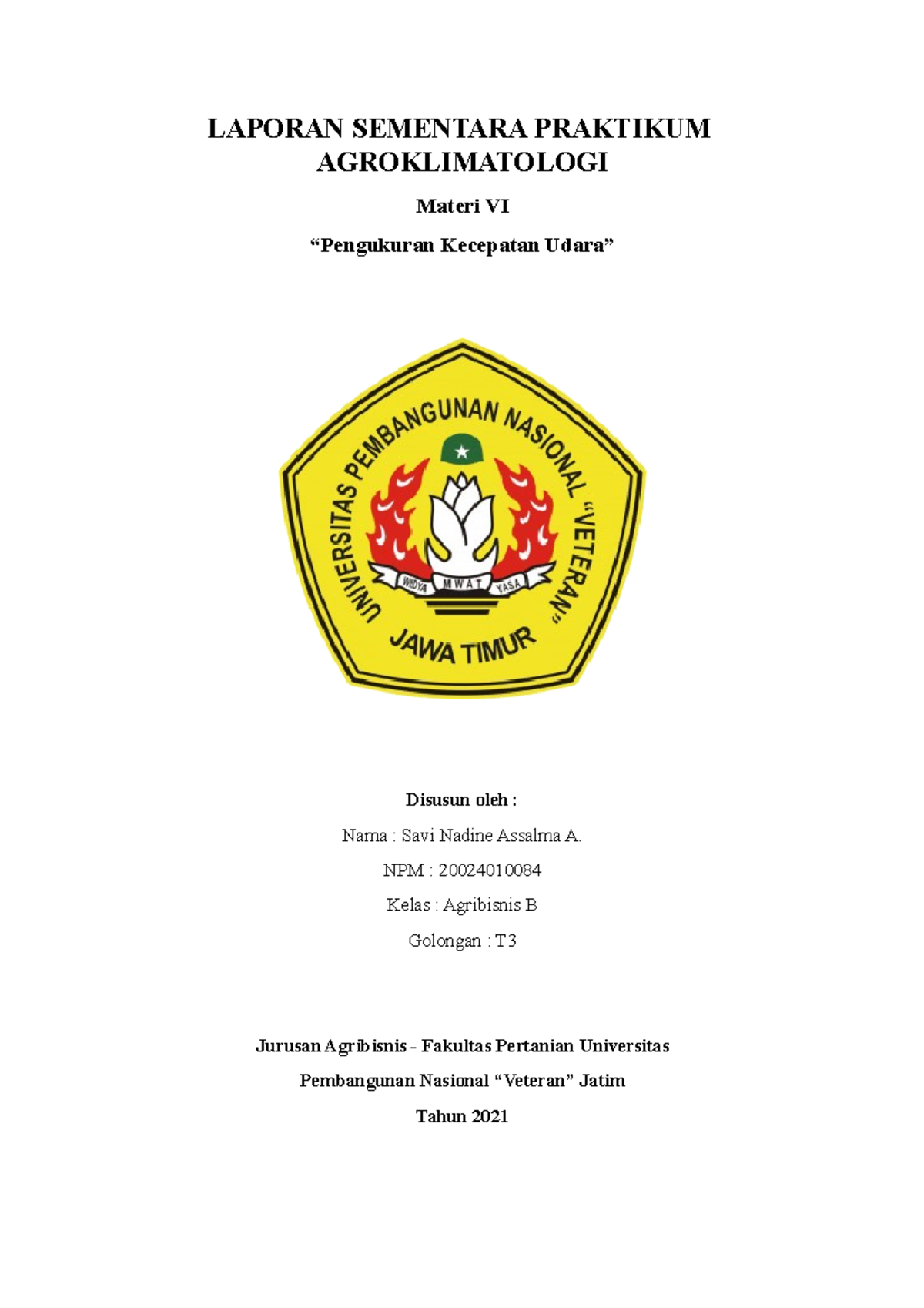 Lapsem Agroklimat 6 - LAPORAN SEMENTARA PRAKTIKUM AGROKLIMATOLOGI ...