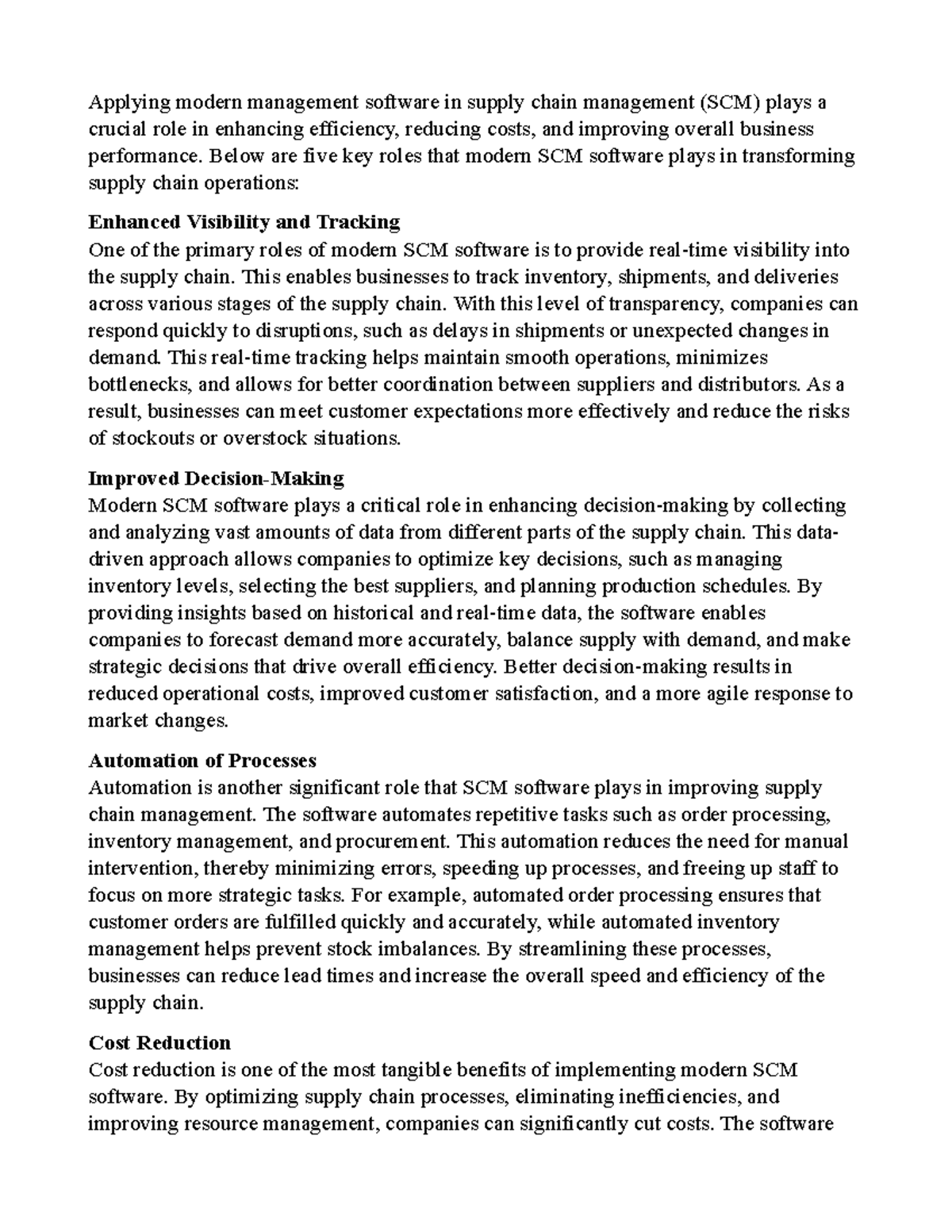 Applying modern management software in supply chain management - Below ...