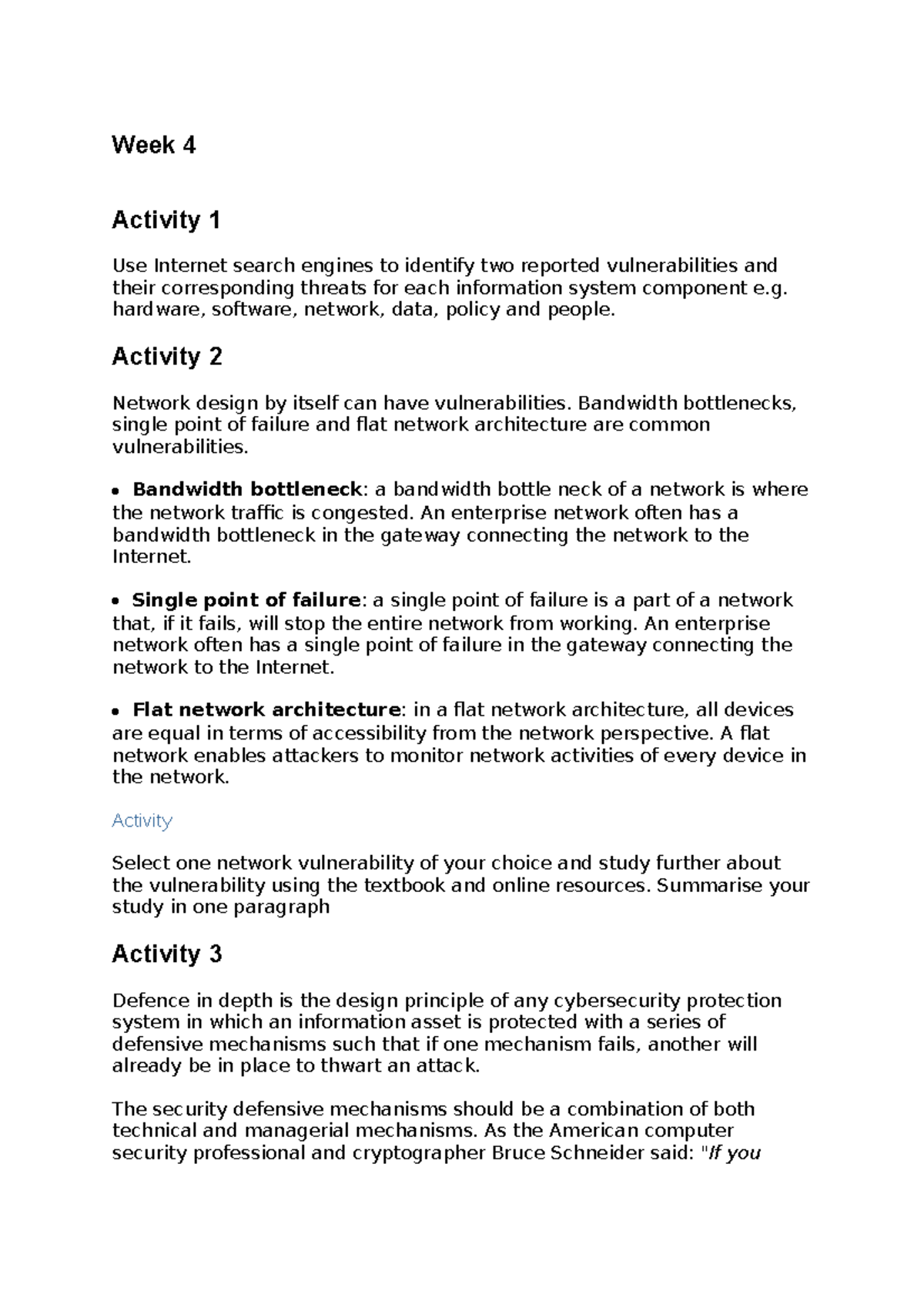 Week 4 - Week 4 - Week 4 Activity 1 Use Internet search engines to ...