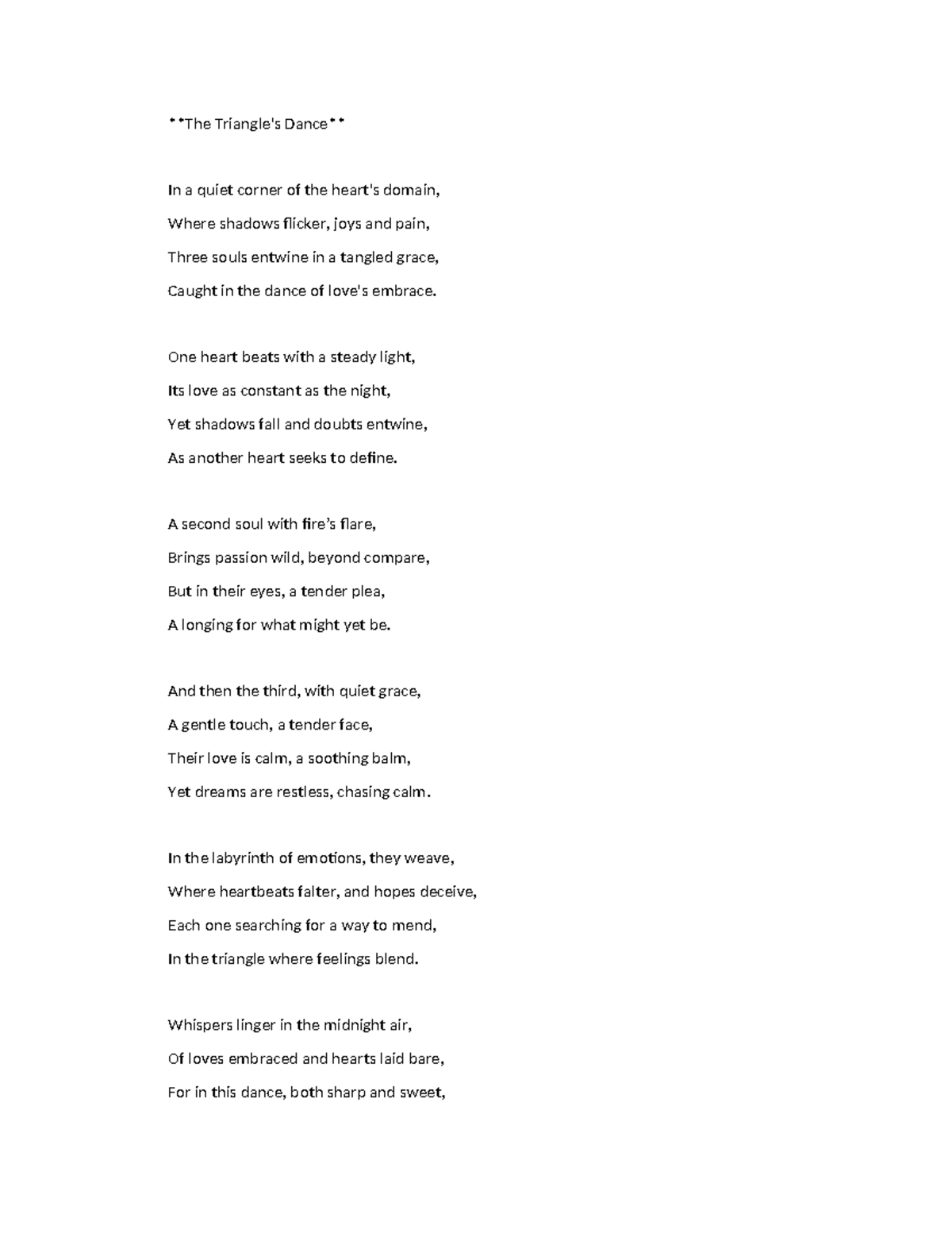 The Triangle - poem - The Triangle's Dance In a quiet corner of the ...