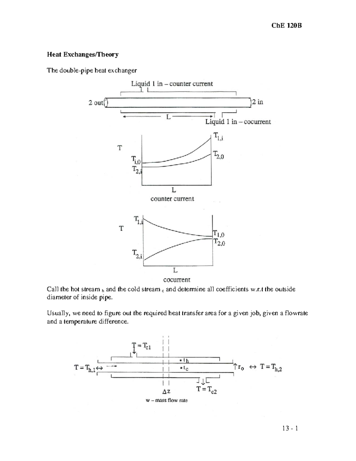 Section 13 heat exchanger theory for Chemical Engineering Heat