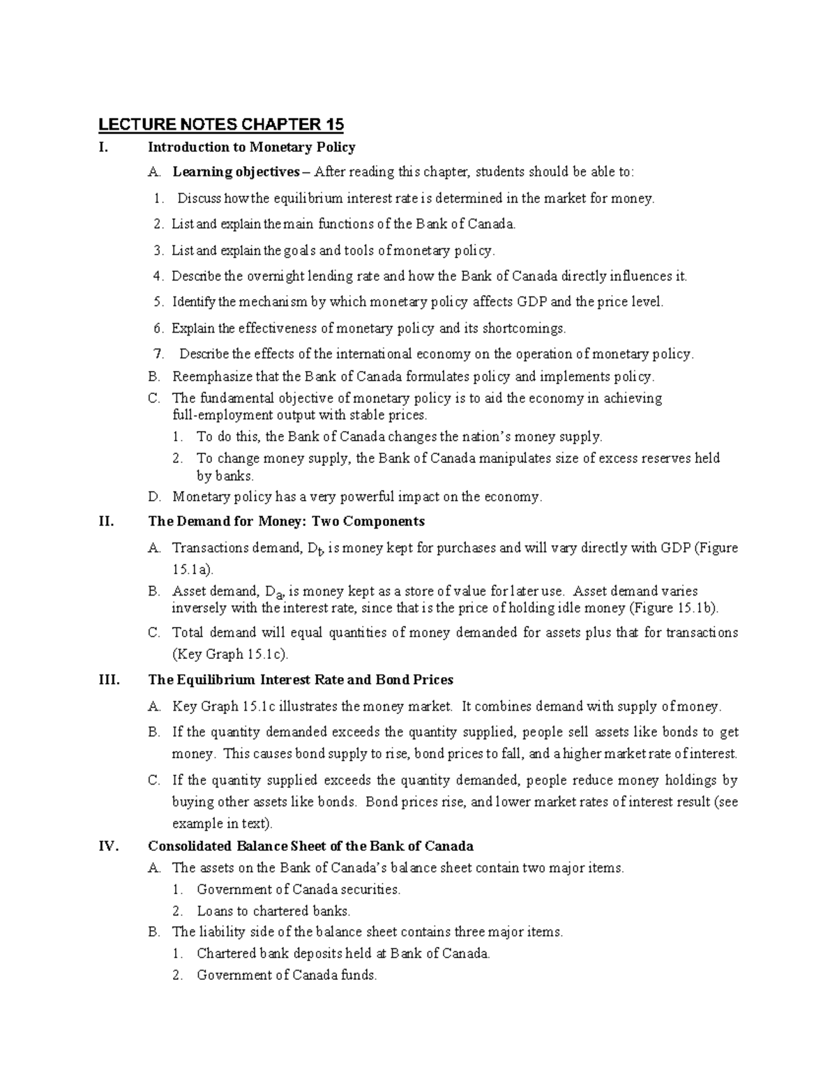 ECN 204- Chapter 15 - LECTURE NOTES CHAPTER 15 I. Introduction to ...
