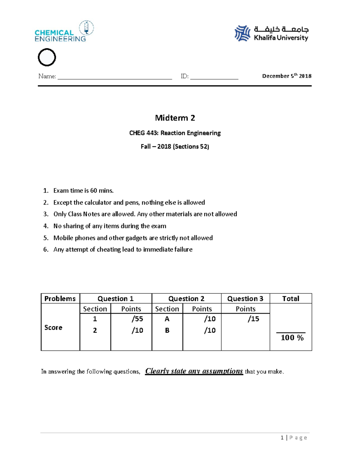 Midterm Exam, Answers - Name: ______________________________________ ID