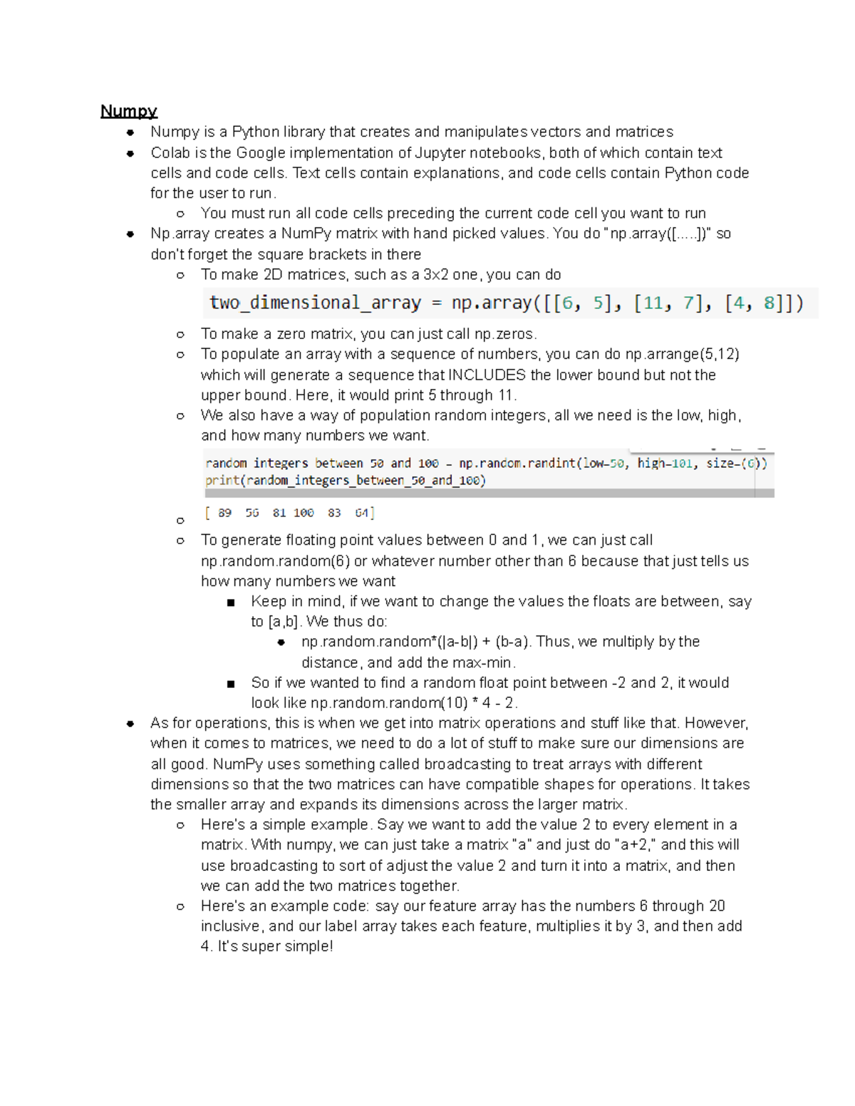 Pandas + Numpy - Numpy Numpy is a Python library that creates and ...