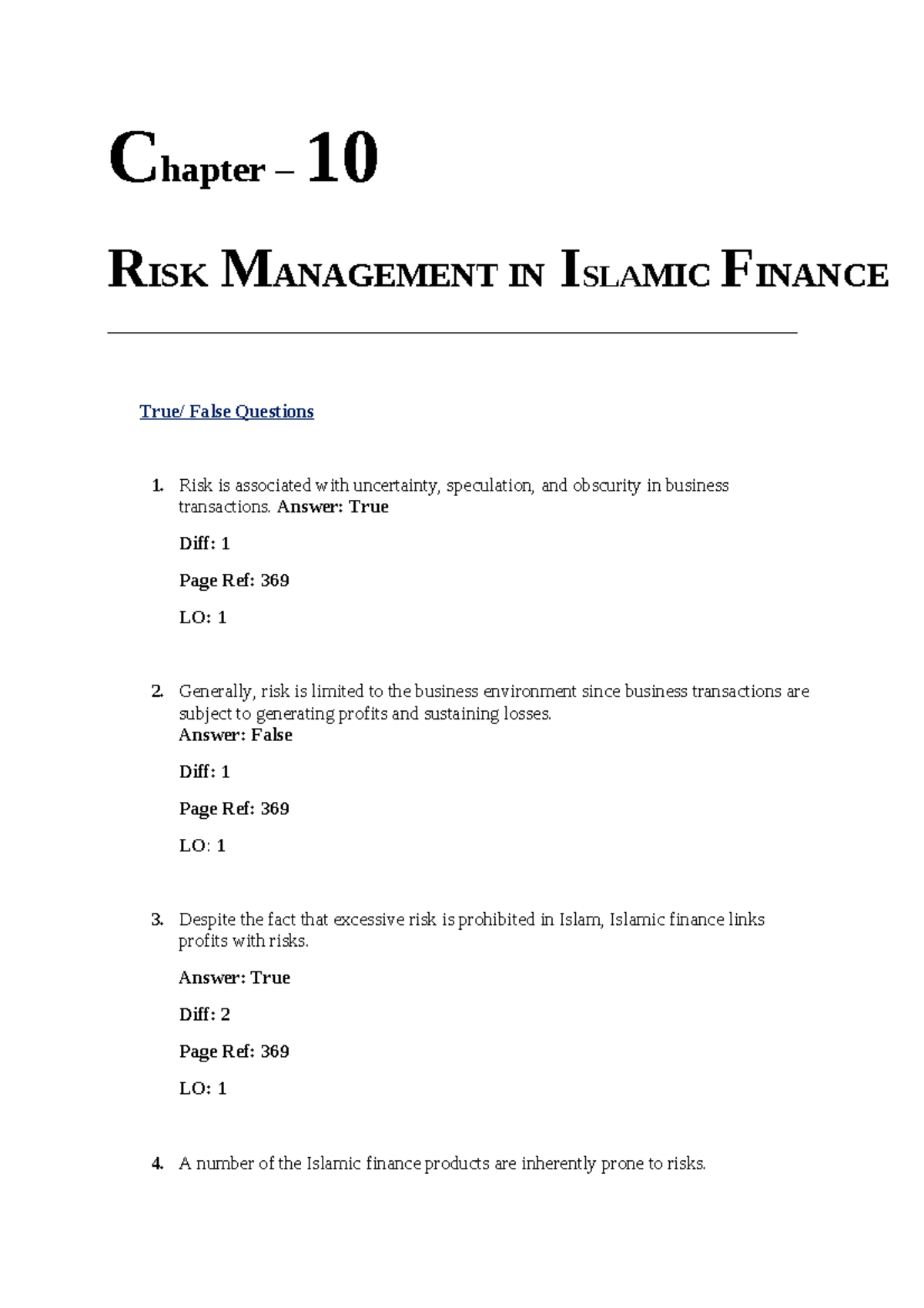 TB10 - TB10 - islamic banking - Chapter – 10 RISK MANAGEMENT IN ISLAMIC ...