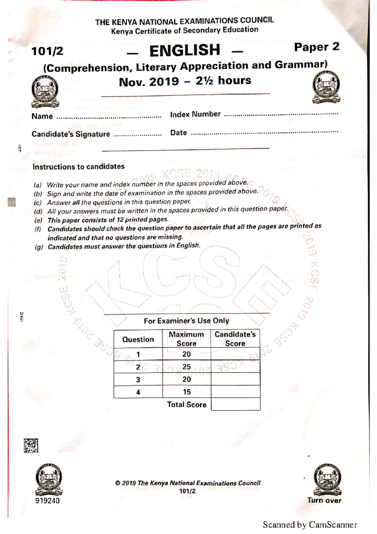 ENG P2 KCSE 2019 KCSE BUSINESS MANAGEMENT Studocu