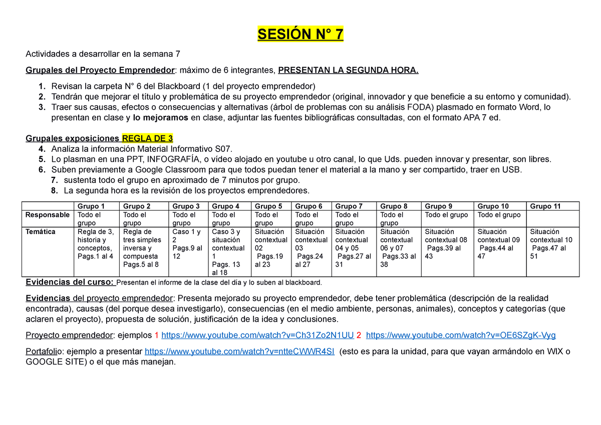 Actividades A Desarrollar En La Sesión 7 - SESIÓN N° 7 Actividades A ...