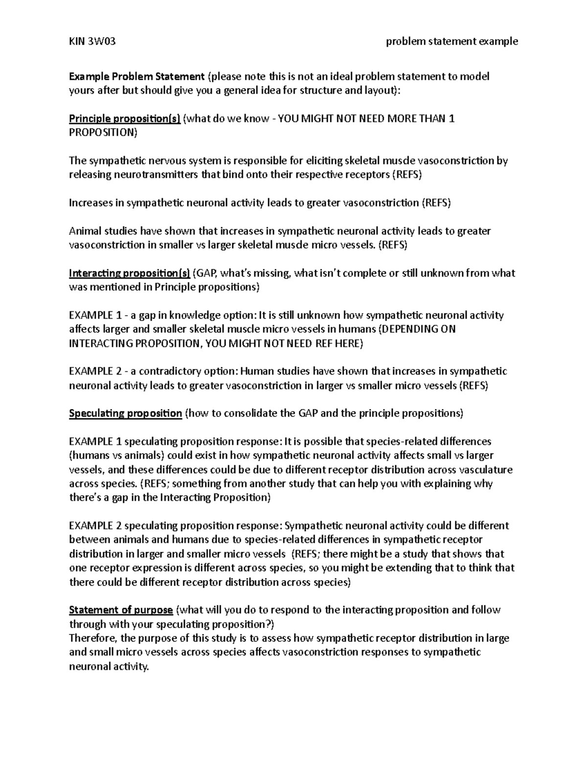 Example Problem Statement - KIN 3W03 problem statement example Example ...