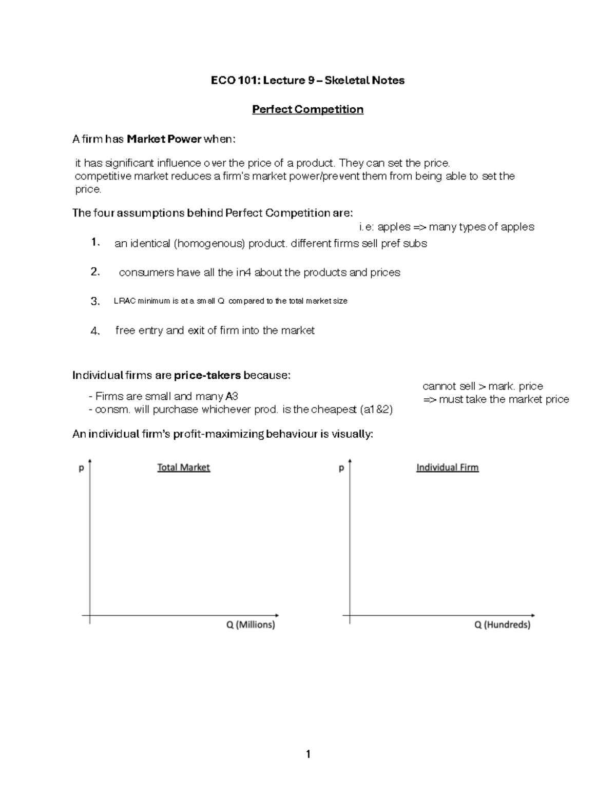 ECO101 SN Lecture 9 - ECO 101: Lecture 9 – Skeletal Notes Perfect ...