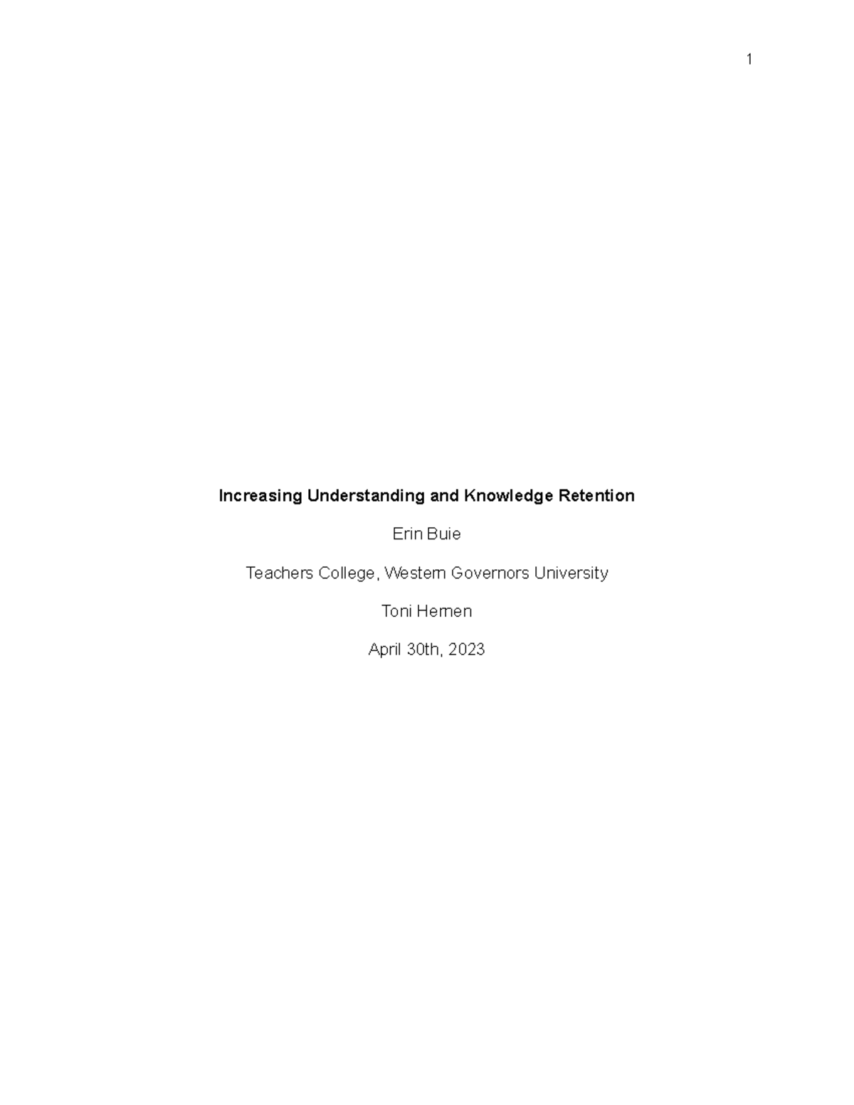 D186 Task 3 - Task 3 assignment - Increasing Understanding and ...