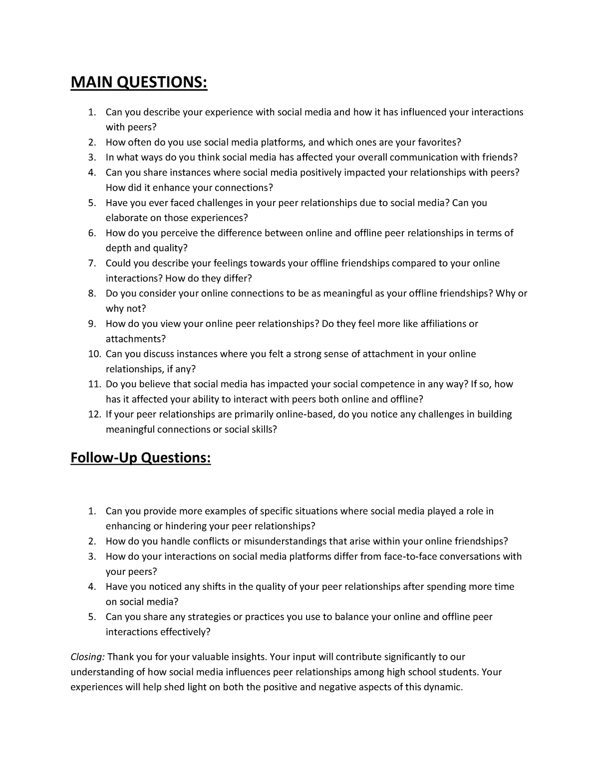 guide questions for research proposal interview