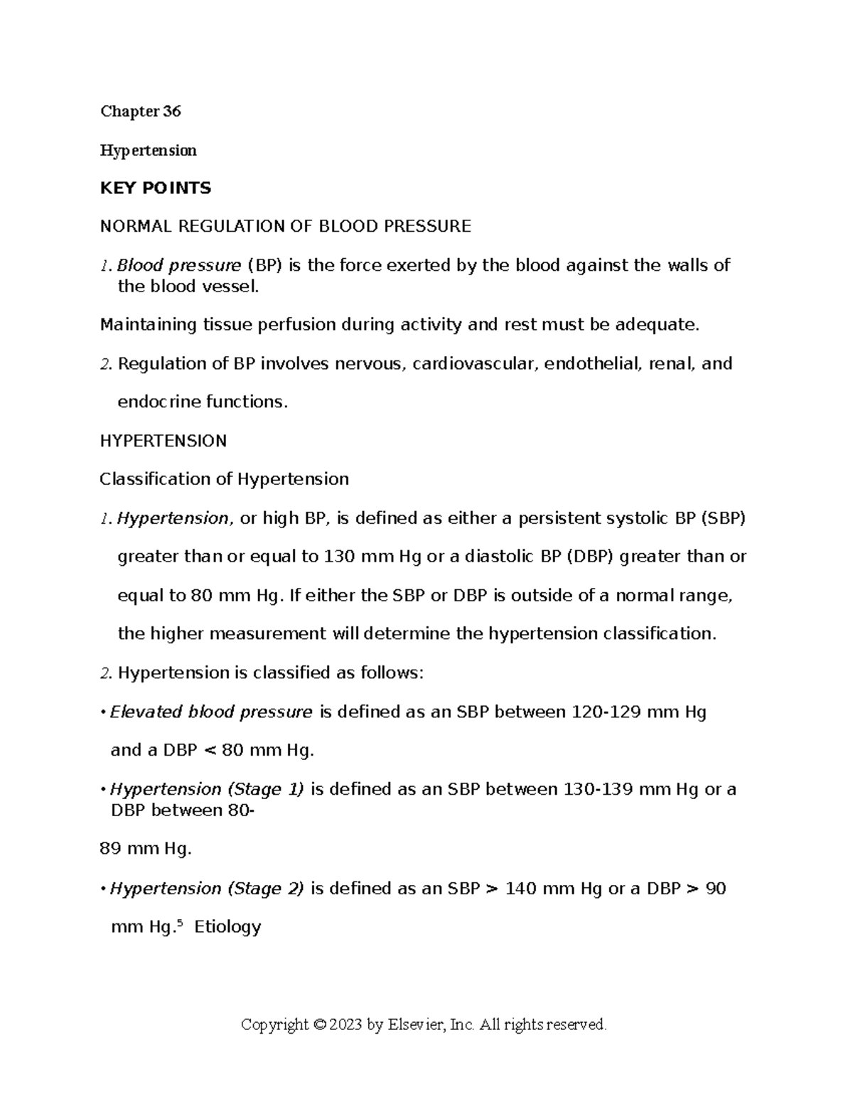 Chapter 036 - N/a - Chapter 36 Hypertension KEY POINTS NORMAL ...